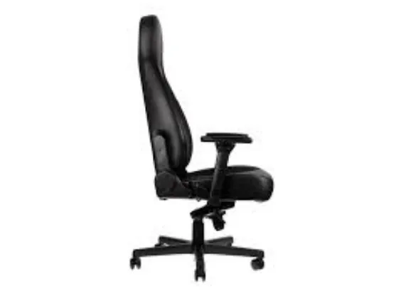 Noblechairs ICON - Stol - armstøtter - T-formet - vippe - drejeled - aluminium, polyurethan, stål, top-narv læder, nylon/polyetylen - sort