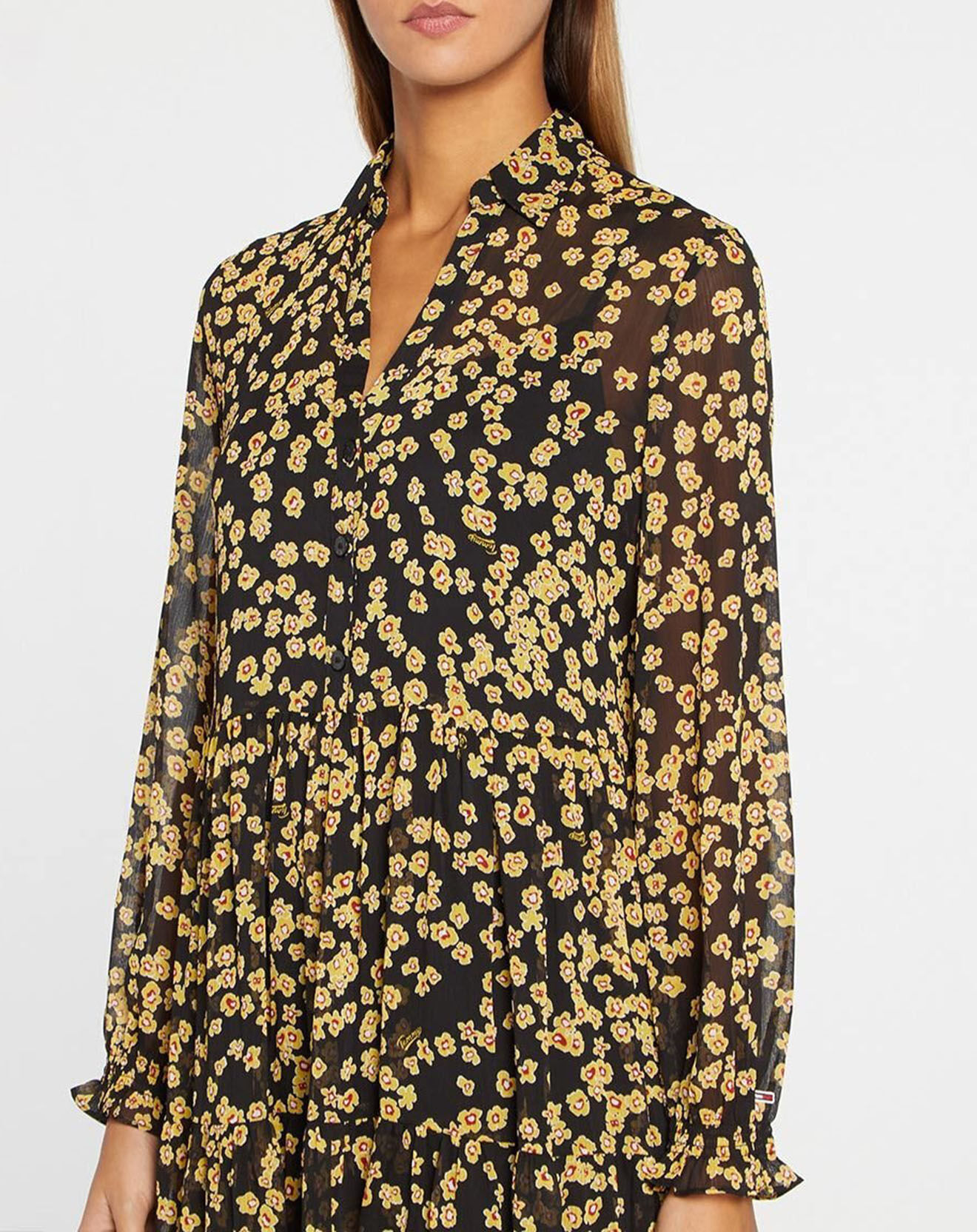 Tommy Jeans Robe fluide Ana à fleurs jaune/noir