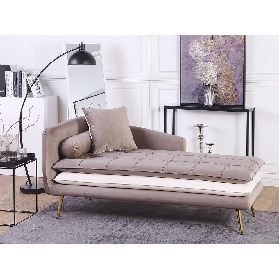 GONESSE - Chaise longue - Bruin - Linkerzijde - Polyester