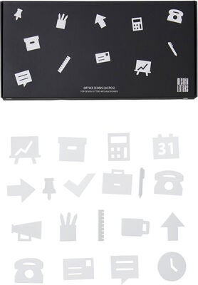 Design Letters Kontorikoner for Oppslagstavle 20 pcs, Hvit