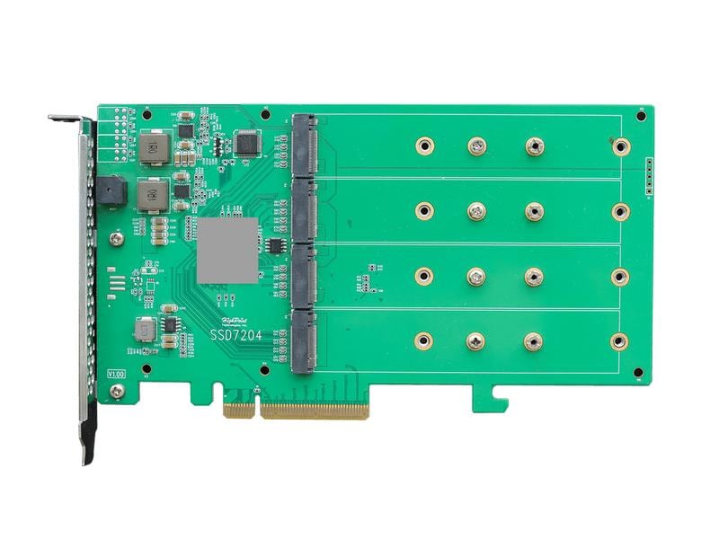 Highpoint Host Bus Adapter Rocket 1204 PCI-Ex8v3 - 4x M.2 N PCIe 3.0 x8 4-Port M.2 NVMe HBA – Kosteneffiziente 4-Kanal PCIe Gen3 M.2 NVMe Konnektivitätslösung