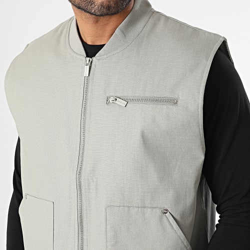 Veste Zippée Sans Manches Gris