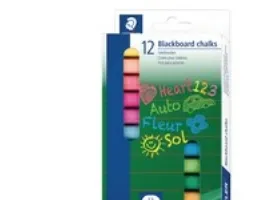 Tavlekridt STAEDTLER uden spids 13x13x90 mm - med 12 stk. ass. farver