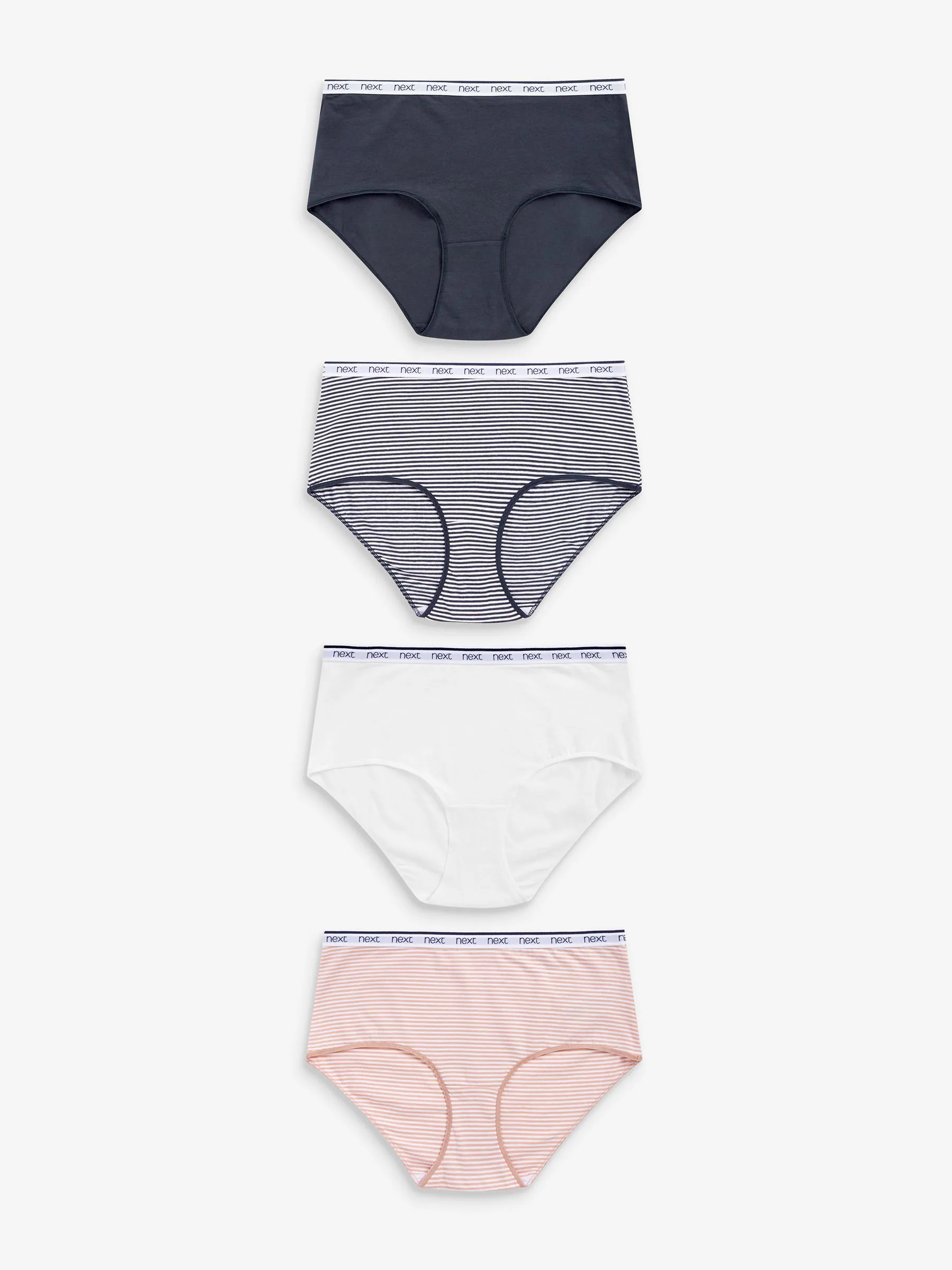 Roze/blauw gestreept - 4 Katoenen slipjes met logotailleband