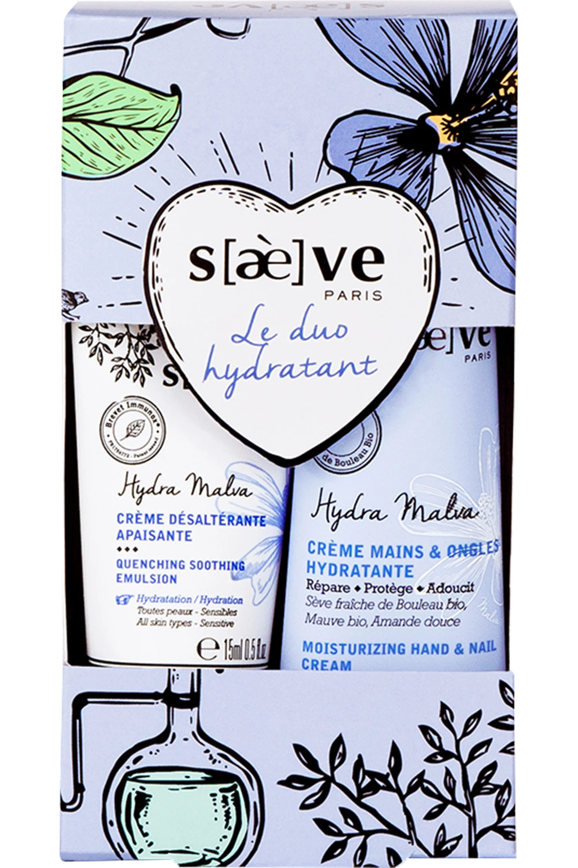 Saeve Duo hydratant visage & mains Hydra Malva-45 ml