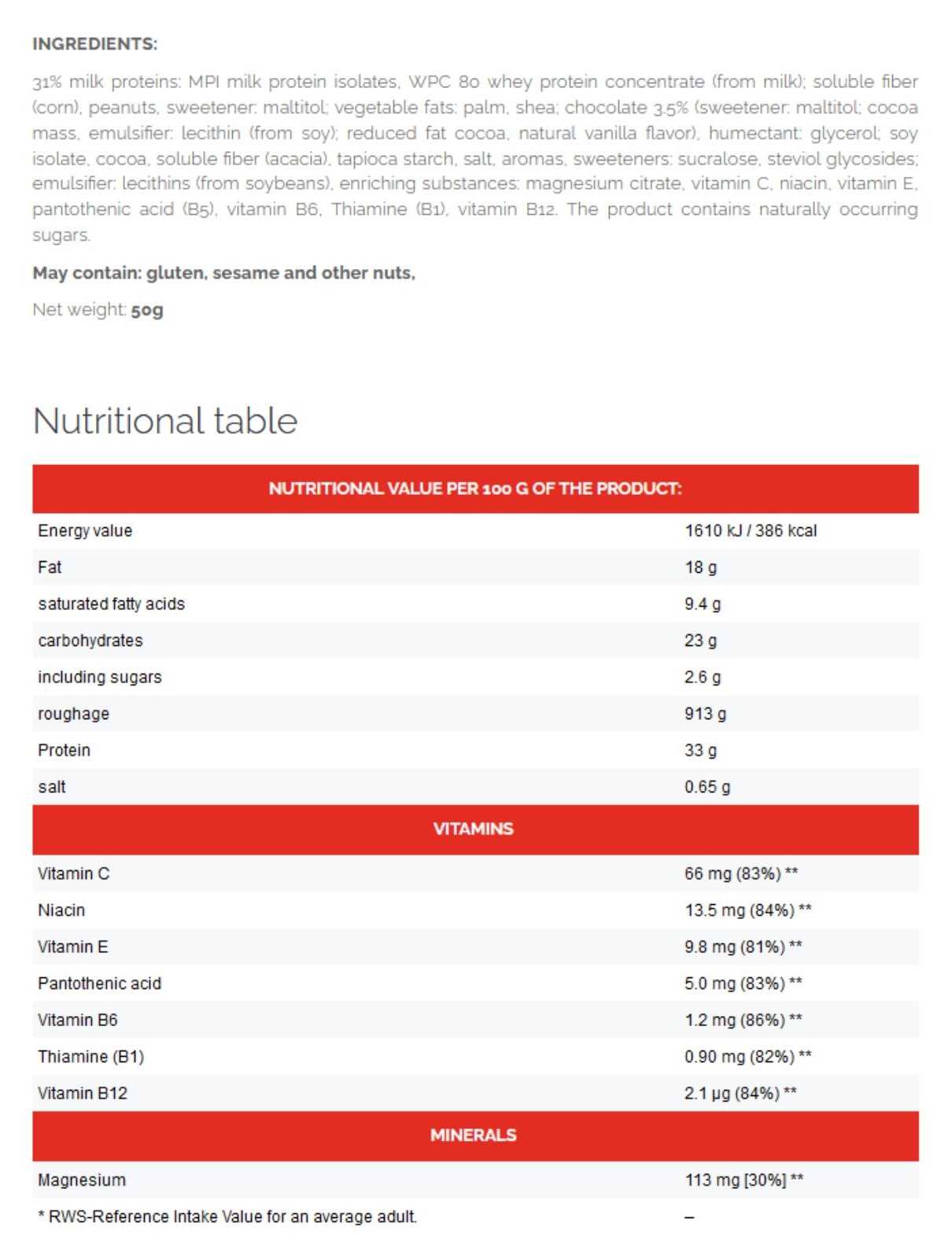 Barra de Proteína Sante 33% 50g