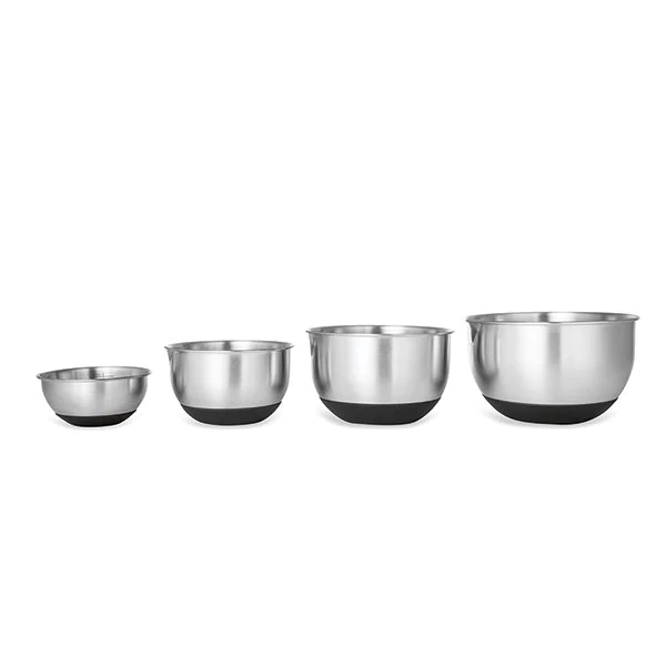 Set 4 petits bols en inox avec base silicone 10,5 à 17 cm Mathon