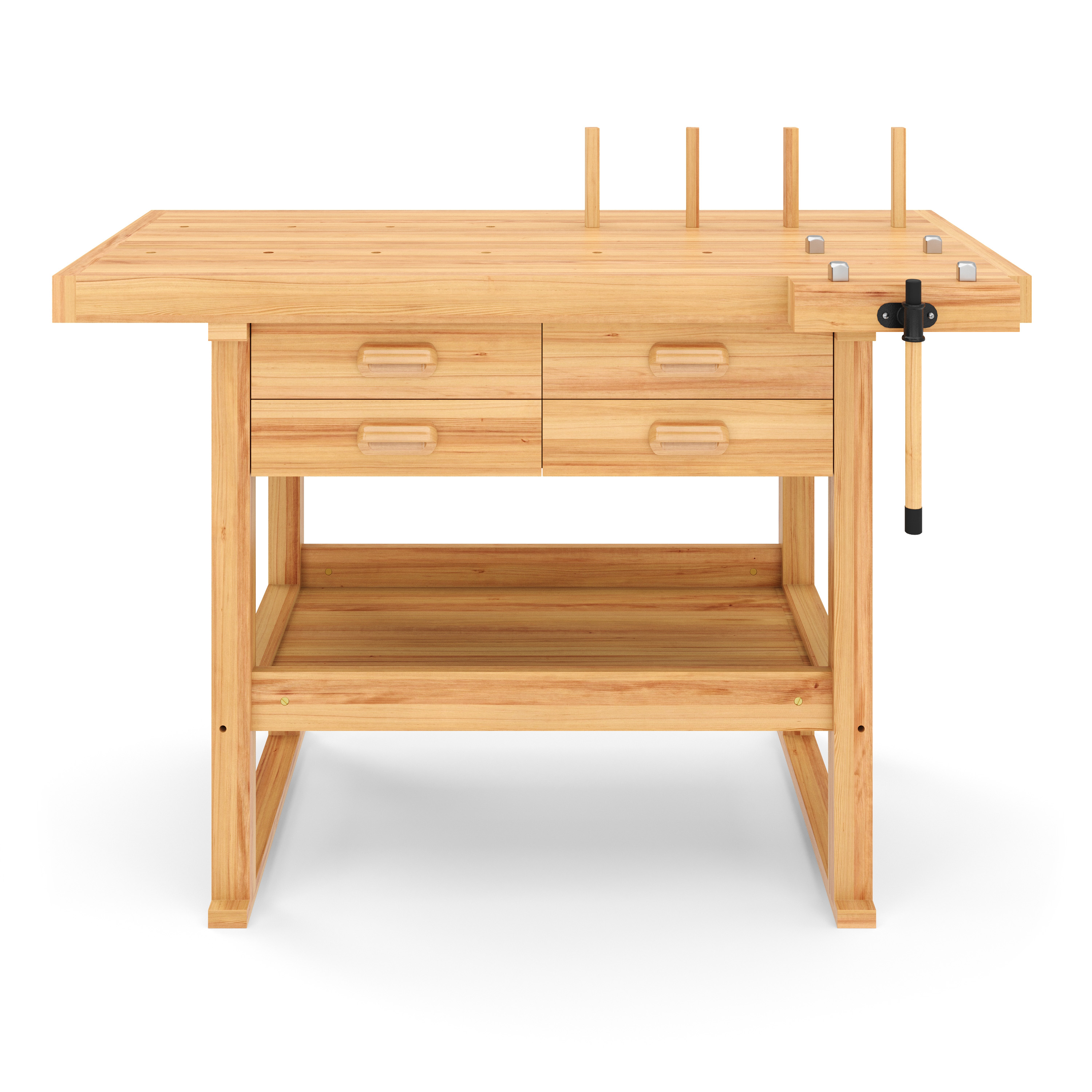 Werkbank mit Schraubstock Holz 152 x 50 cm