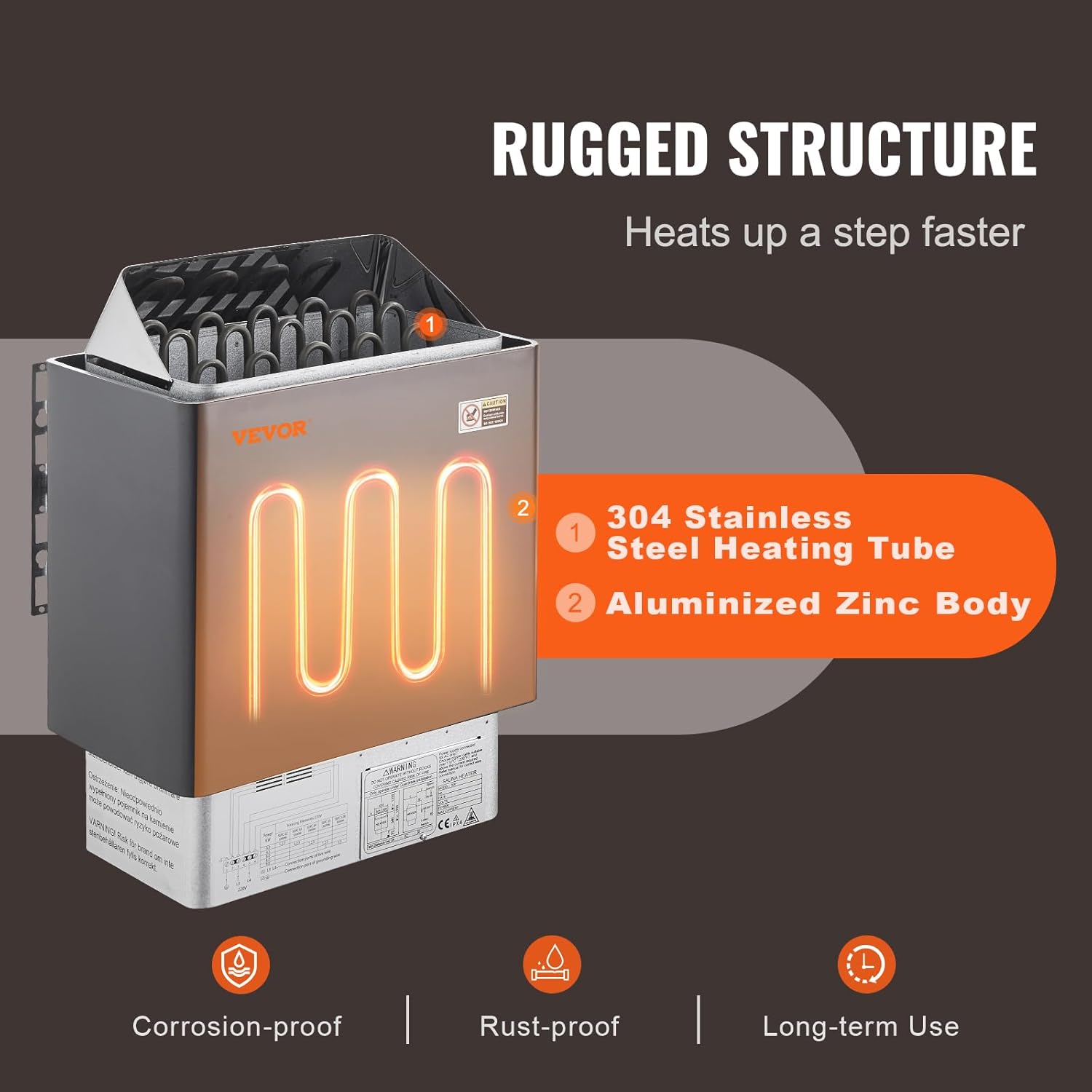 VEVOR Saunaofen, 8 kW, 400 V 3N tragbare Saunaheizung für drinnen & draußen mit 3-Stunden-Timer, digitaler Steuerung für 8–12 m³ großes Zuhause, gewerbliche Nutzung in Hotel-Spa-Duschen, max. 110 °C