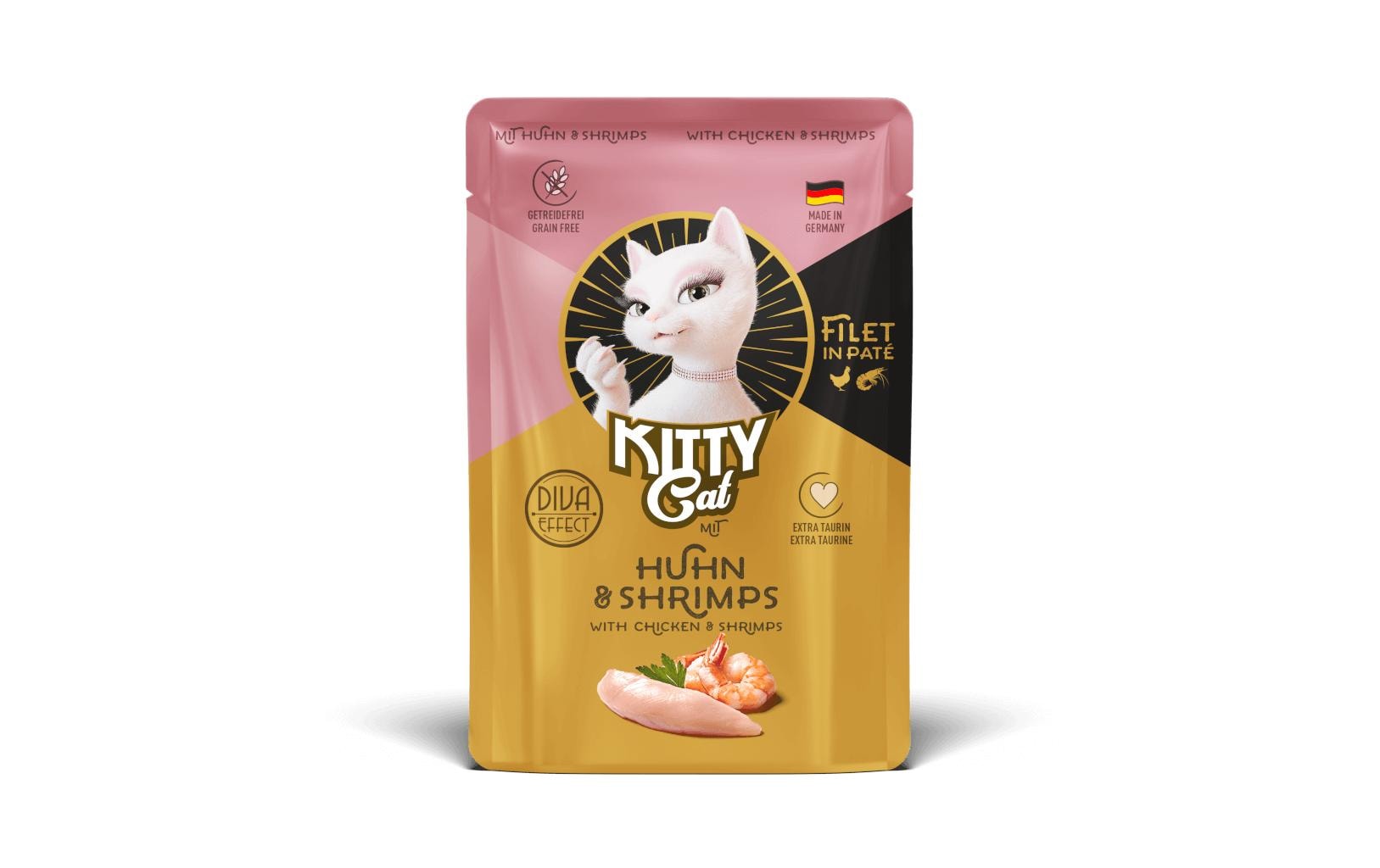 Nassfutter Filét Paté Pouch Huhn, Shrimps 85 gAlleinfuttermittel für ausgewachsene Katzen