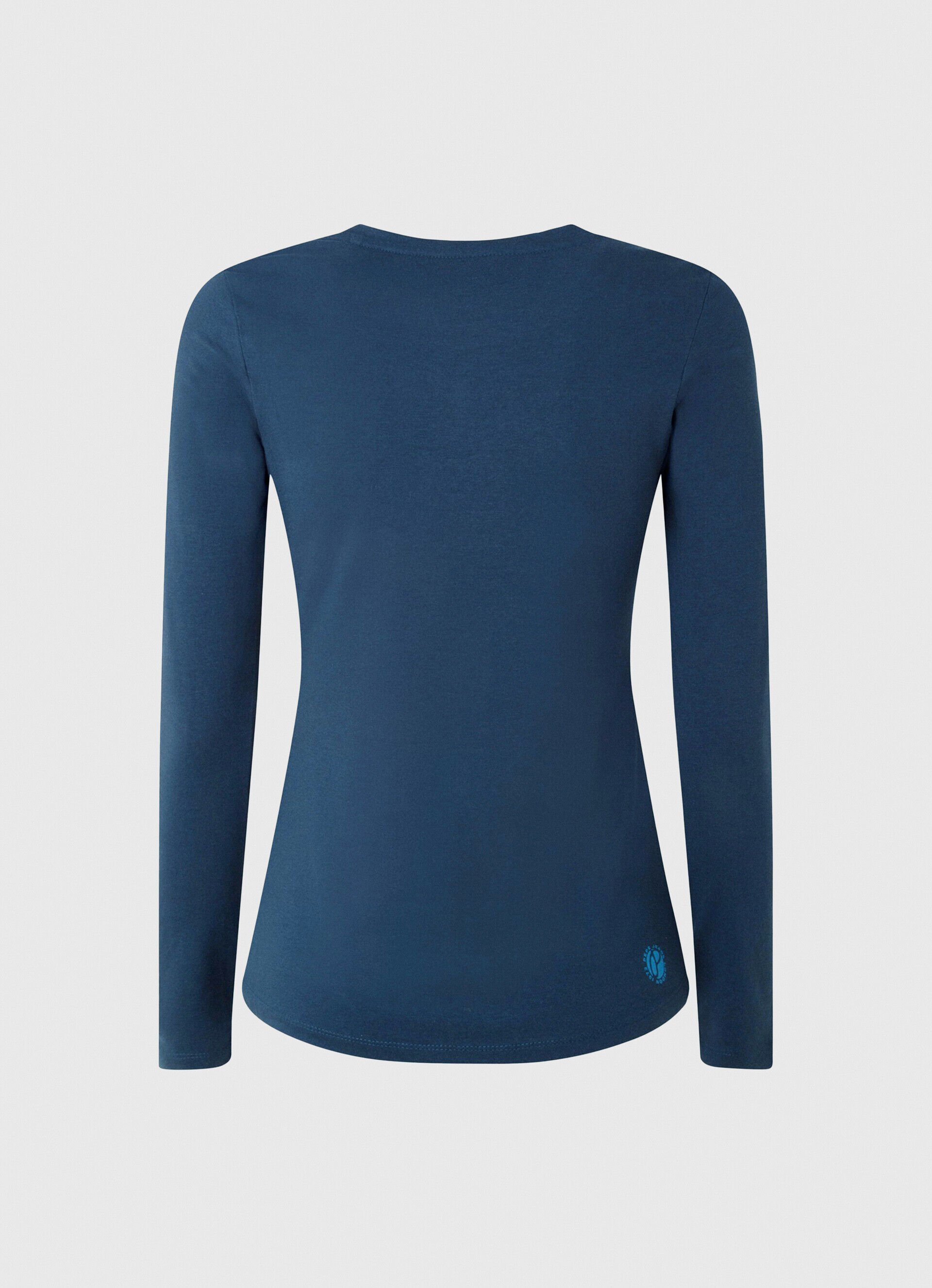 CAMISETA DE ALGODÃO DE MANGA LONGA - azul marinho