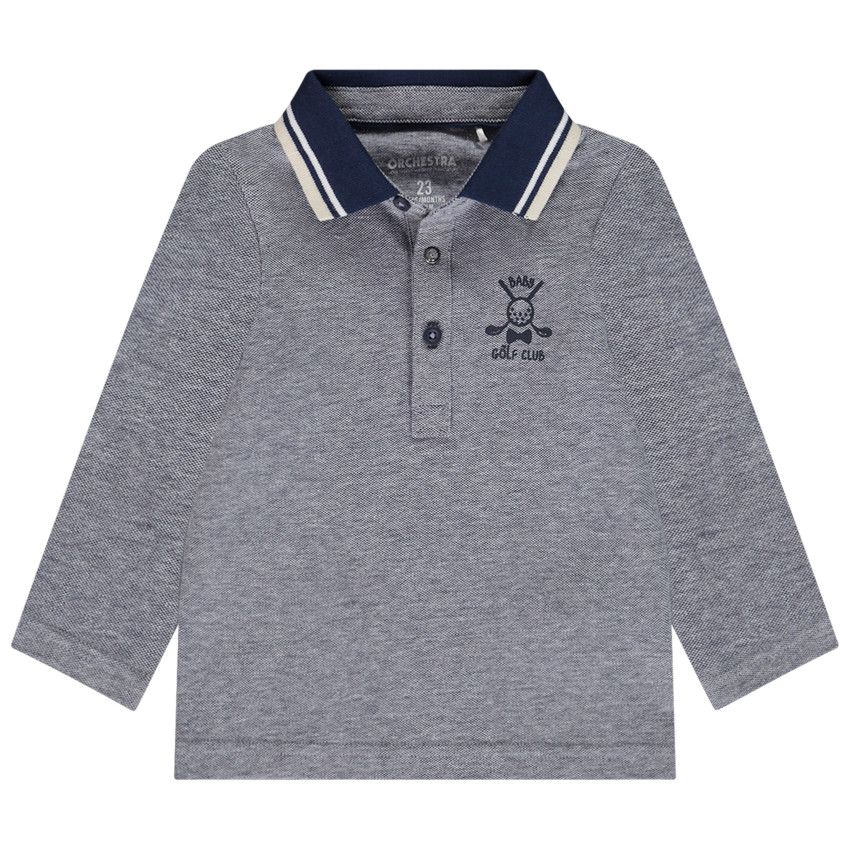 Polo manches longues print golf pour bébé garçon - Bleu marine
