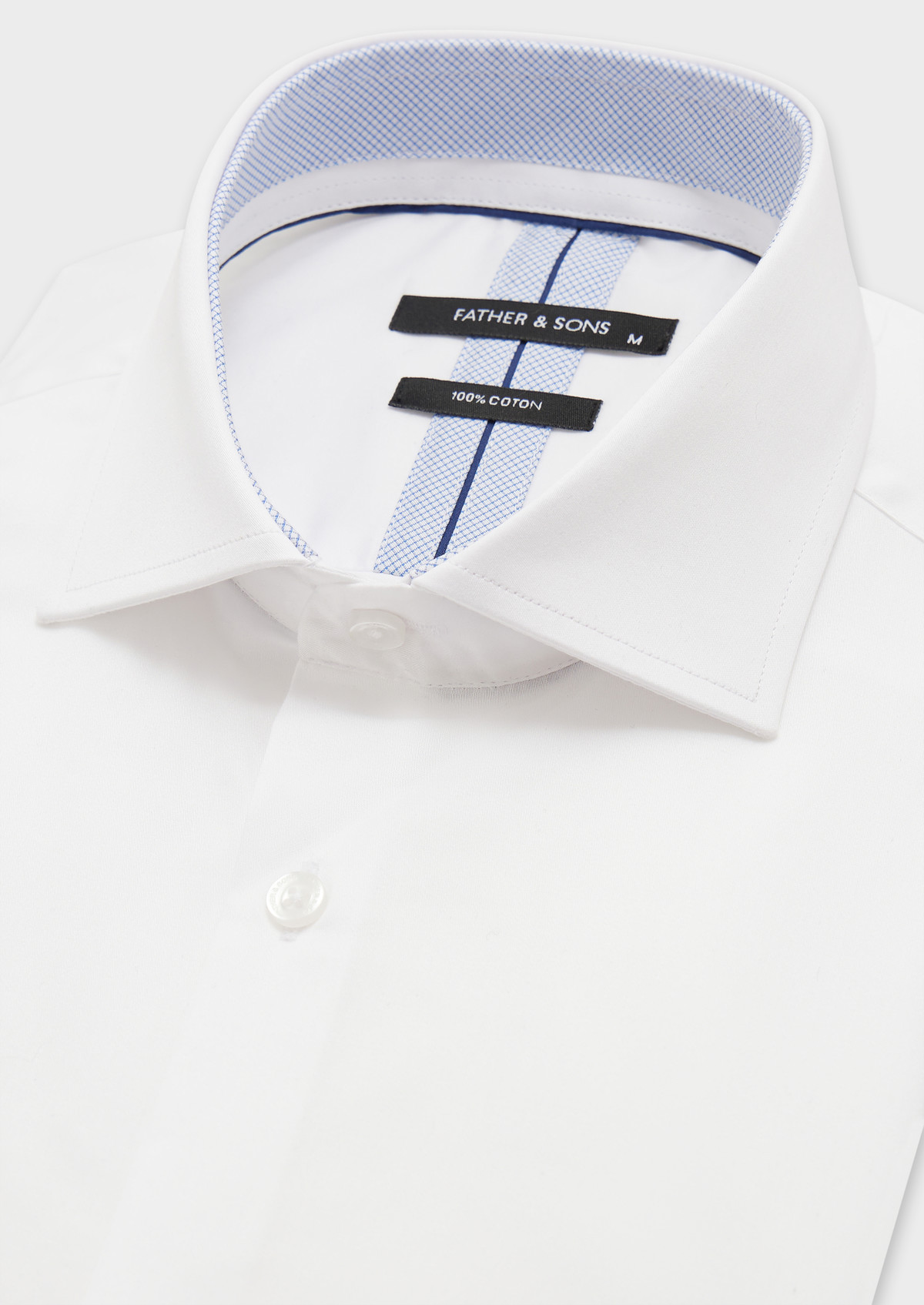 Chemise habillée Slim en satin de coton uni blanc
