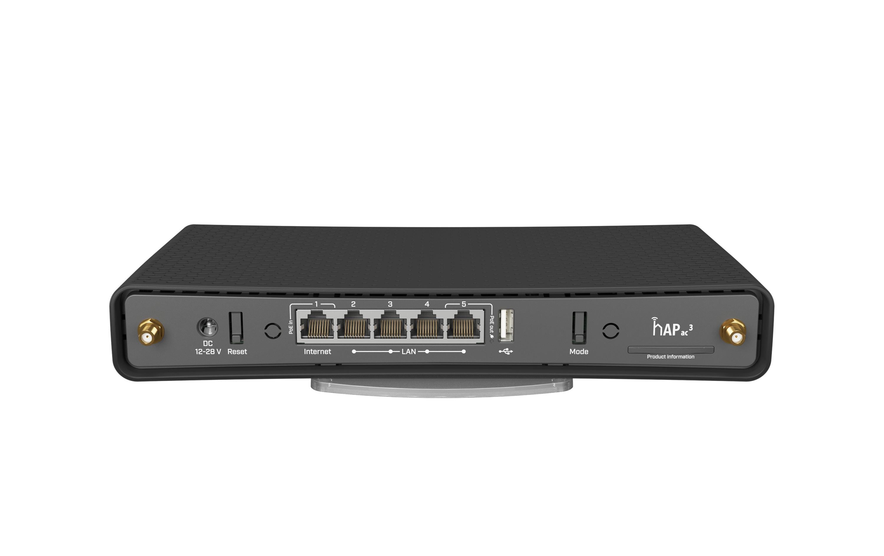 Access Point hAP ac3Mit 5 Gigabit-Ethernet-Ports, 256 MB RAM und Quad-Core-CPU kann hAP ac³ selbst die grössten und anspruchsvollsten Haushalte zufriedenstellen. Mit PoE-Unterstützung kann es mit Strom versorgt oder von anderen Geräten betrieben