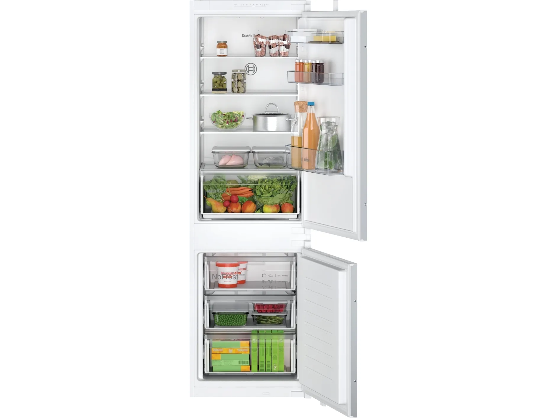 Bosch Serie | 2 KIN86NSE0 - Køleskab/fryser - bund-fryser - til indbygning - niche - bredde: 56 cm - dybde: 55 cm - højde: 177.5 cm - 260 liter - Klasse E