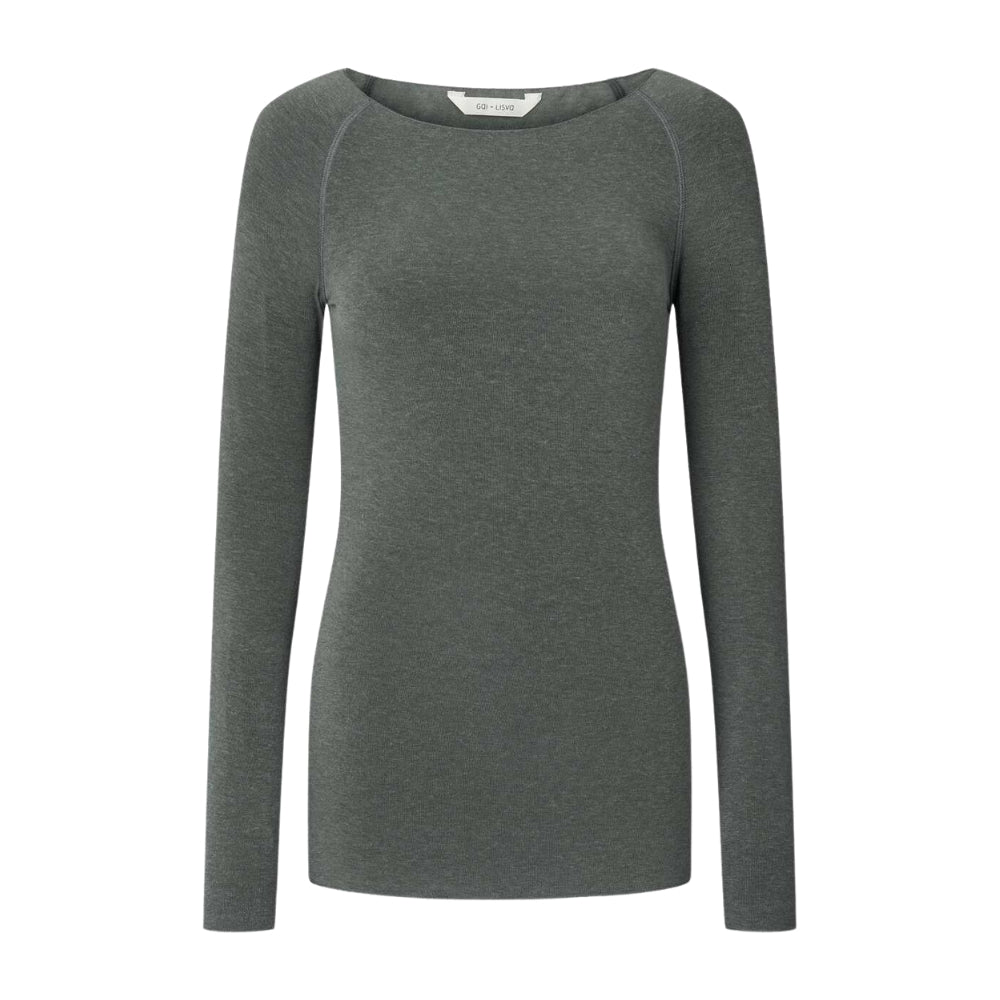 Gai+Lisva  Amalie Wool langærmet t-shirt - Dark Gull Grey