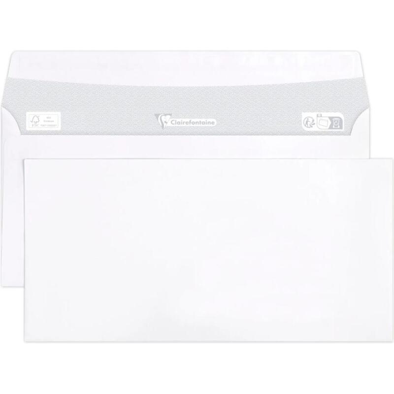 Paquet de 25 Enveloppes Blanches DL-110x220mm - Auto-Adhésives - 80g/m2 - Blanc