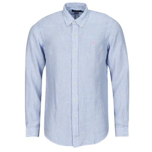 Polo Ralph Lauren - CHEMISE COUPE DROITE EN LIN Azul / Blanco / Azul / Blanco