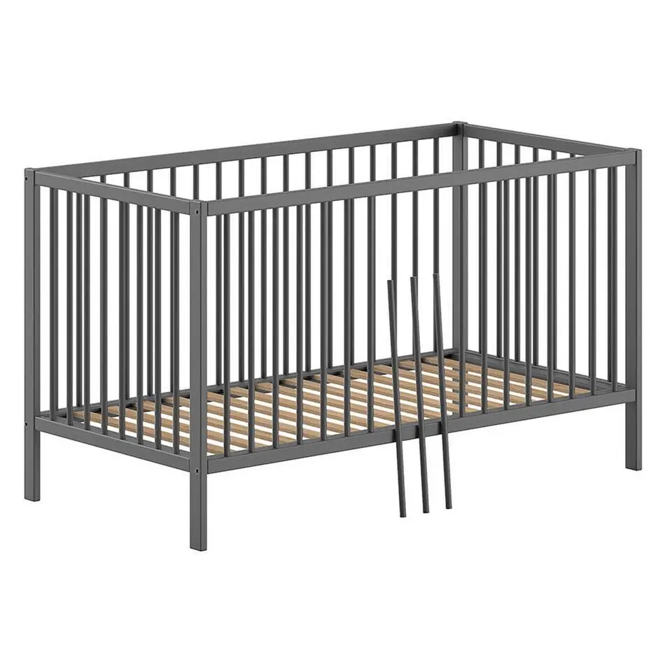 Peuterbed Dino 70x140cm - verstelbaar - antraciet dennenhout