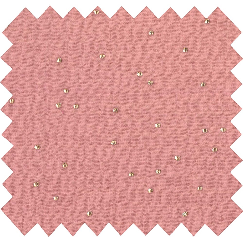 Tissu Ex2268 Gaze Pois Or Rose Foncé