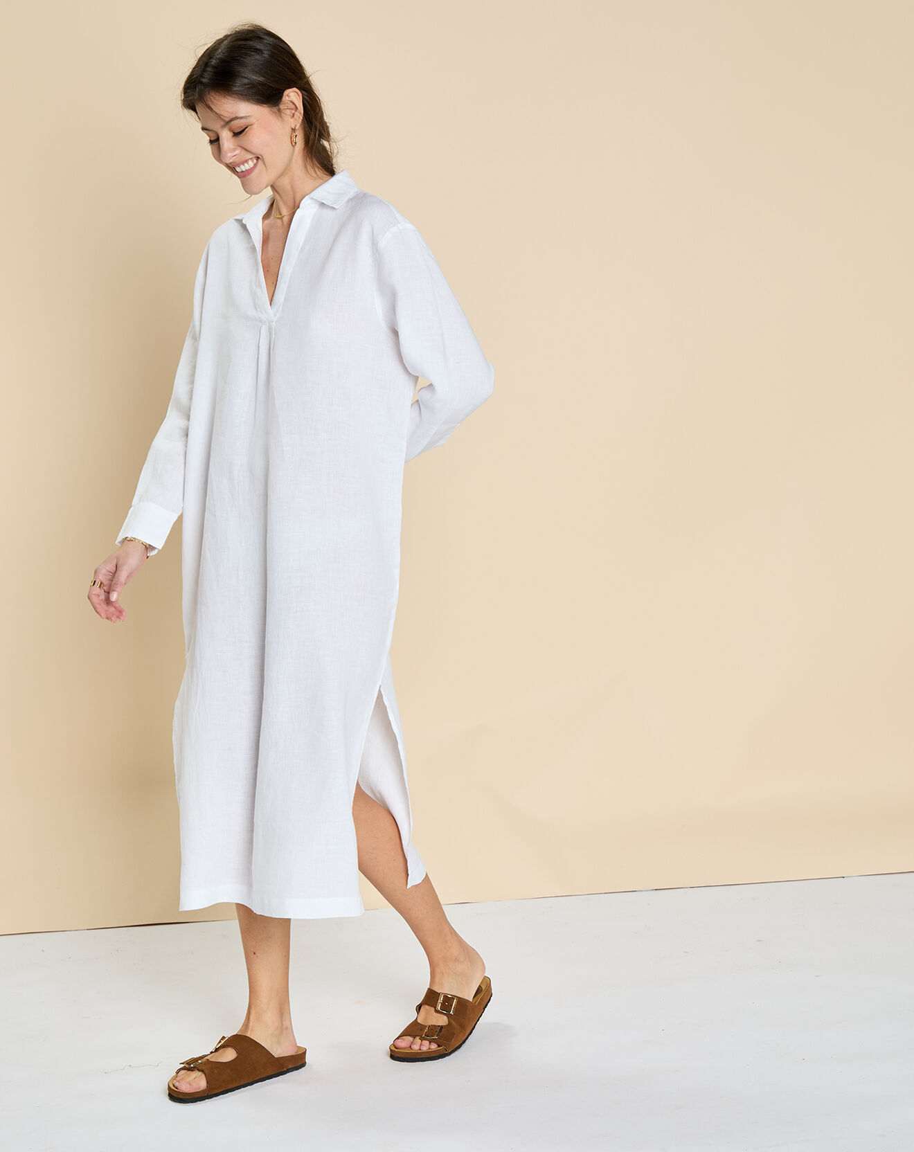 Harris Wilson Robe 100% Lin Elinda blanche