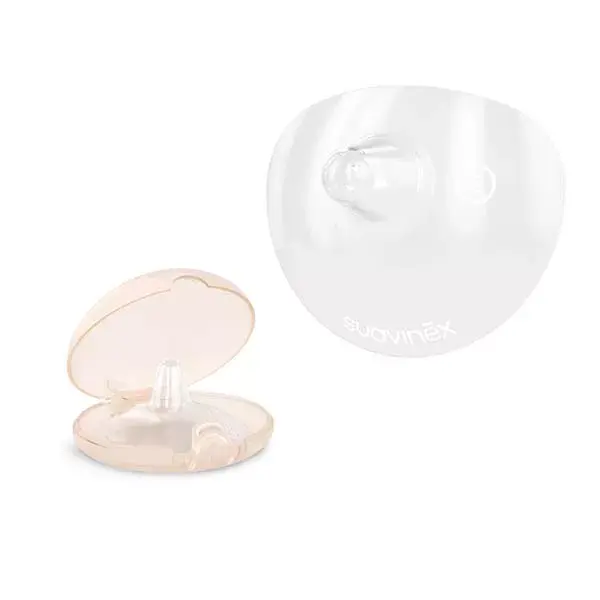 Protetores de mamilo de silicone para amamentação Suavinex, tamanho P, pacote com 2 unidades.
