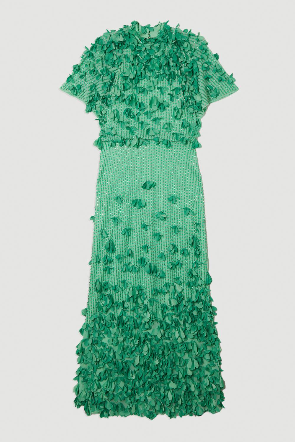 KarenMillen Robe maxi tissée pour grande taille avec appliqué de cristal et manches d’ange