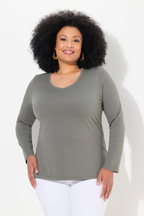 Shirt, Slim, V-Ausschnitt, Langarm