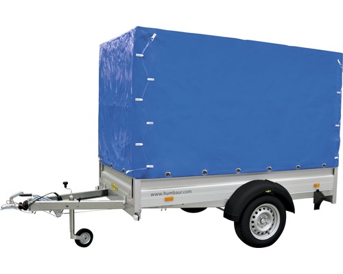 Humbaur afdekzeil en frame voor Alumaster 1300, blauw, voor laadhoogte 160 cm, 2510 x 1310 x 1300 mm