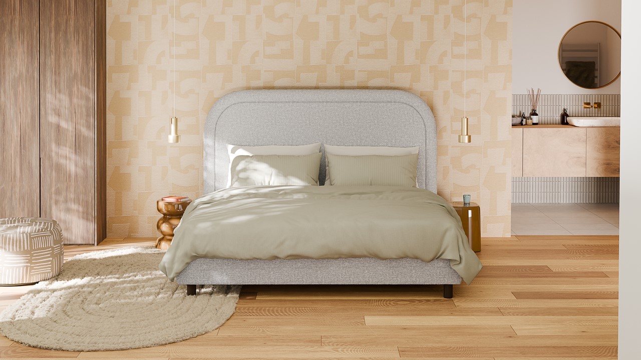 Bed Amber - Linen touch light grey