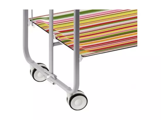 Chariot pliant à roulettes - Structure métallique grise, 2 niveaux en stratifié motif Rayures - 72*66*43 cm - BAUHAUS