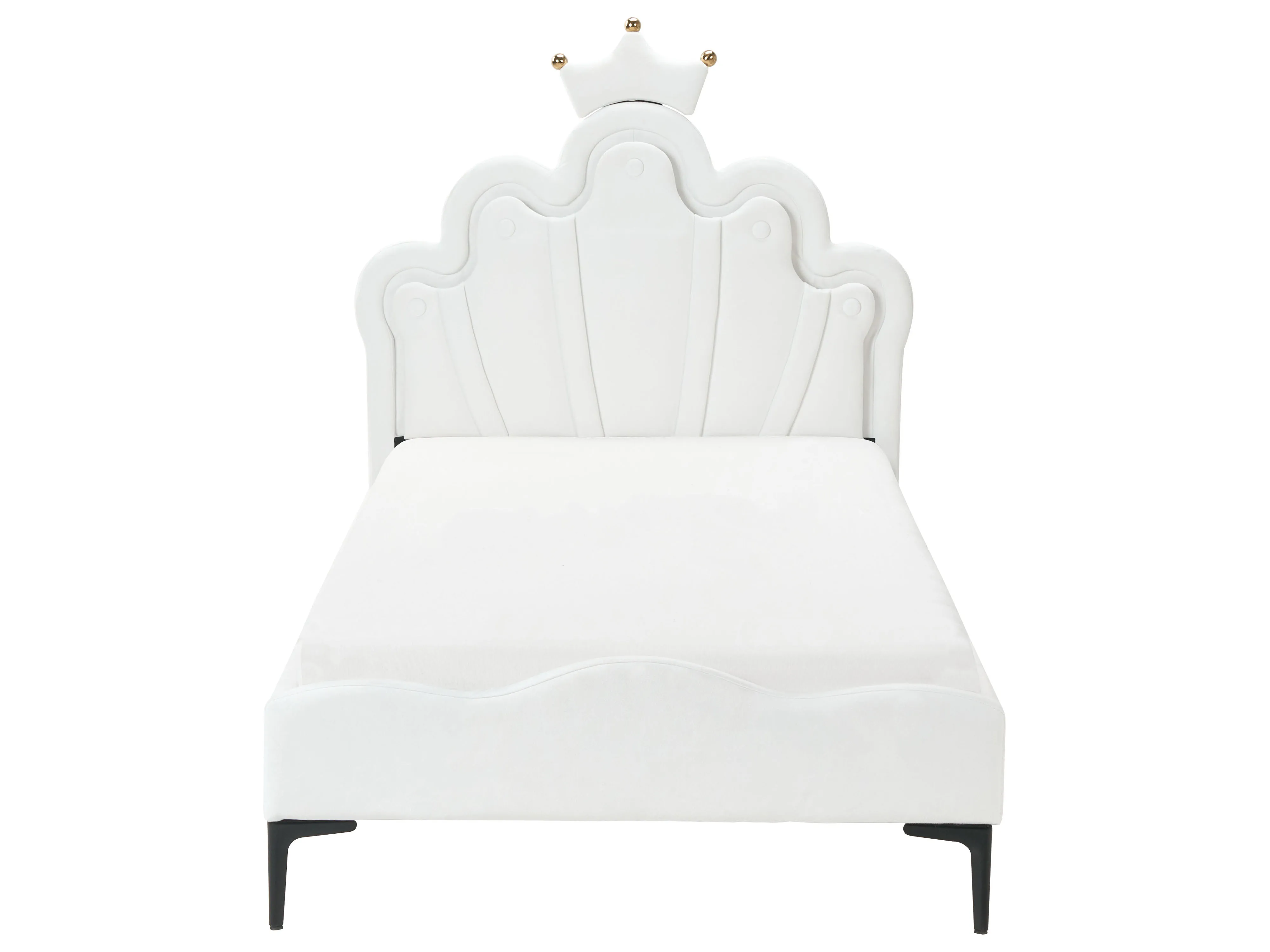 Kinderbed Kroon Fluweel RUBIAN 90 x 200 cm met LED-verlichting Wit