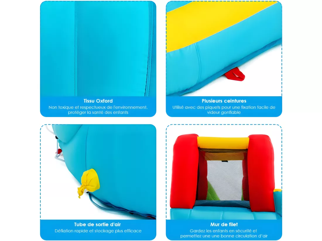 Aire de Jeux Gonflable Grande avec Toboggan Aquatique de Piscine en Plein Air pour Enfants 400 x 335 x 230 CM Souffleur Non-inclus