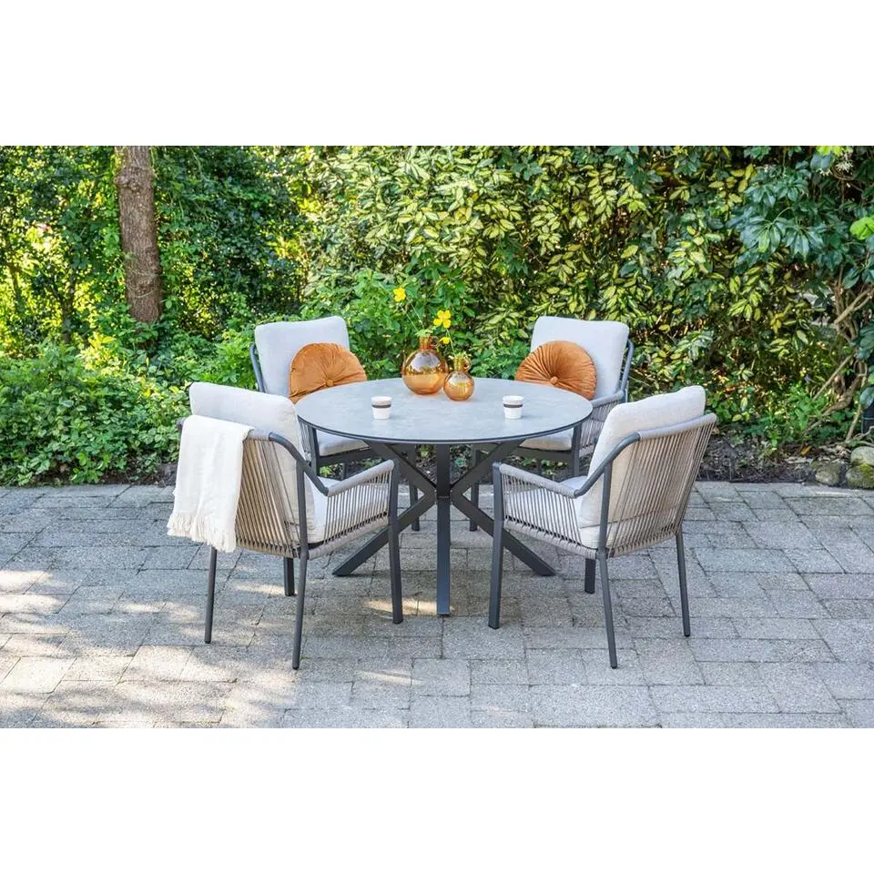 Raxa dining fauteuil - carbon black - rope taupe-valley sand