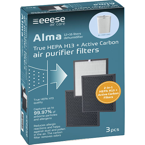 HEPA H13 2-i-1 aktivt kul filter 3-pak