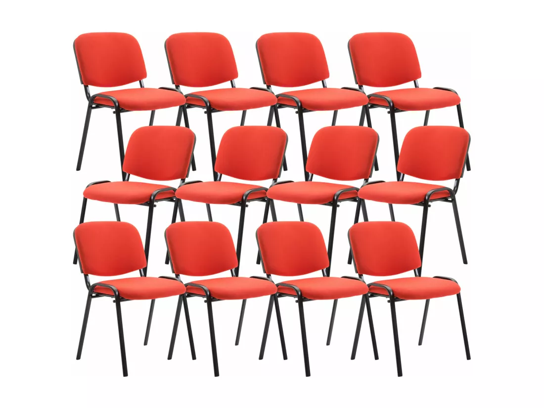 Lot de 12 Chaise de conférence - Tissu & Métal - Rouge - Ken