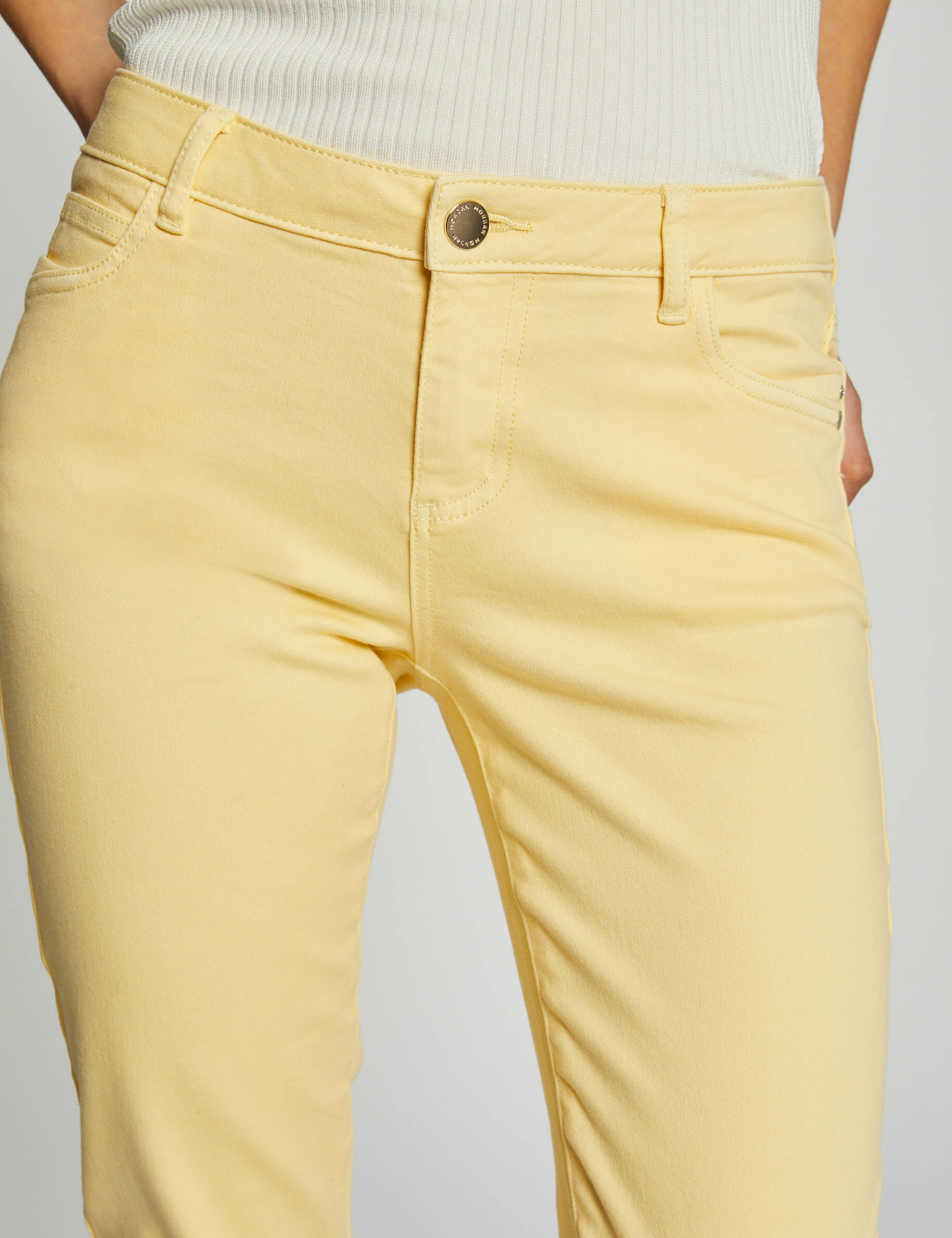 Jeans skinny taille basse jaune femme - jaune