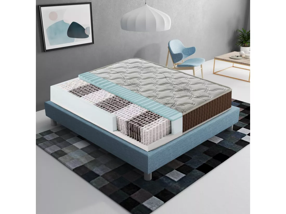 Matelas à ressorts ensachés et mousse à mémoire - hauteur 23 cm 90x200 cm