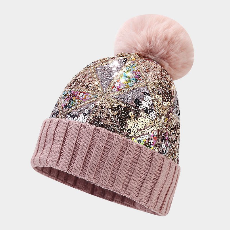 KOKOBOLA - Gebreide muts met pailletten en pompons