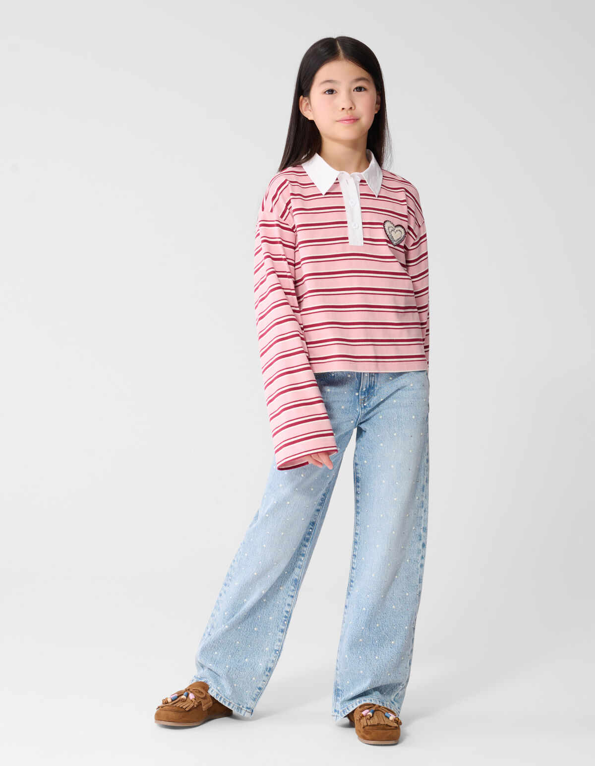 Striped Longsleeve Polo Rood/Roze