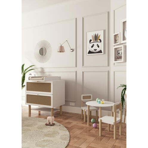 Commode à langer 2 tiroirs 1 étagère OCHNA - CBA Meubles