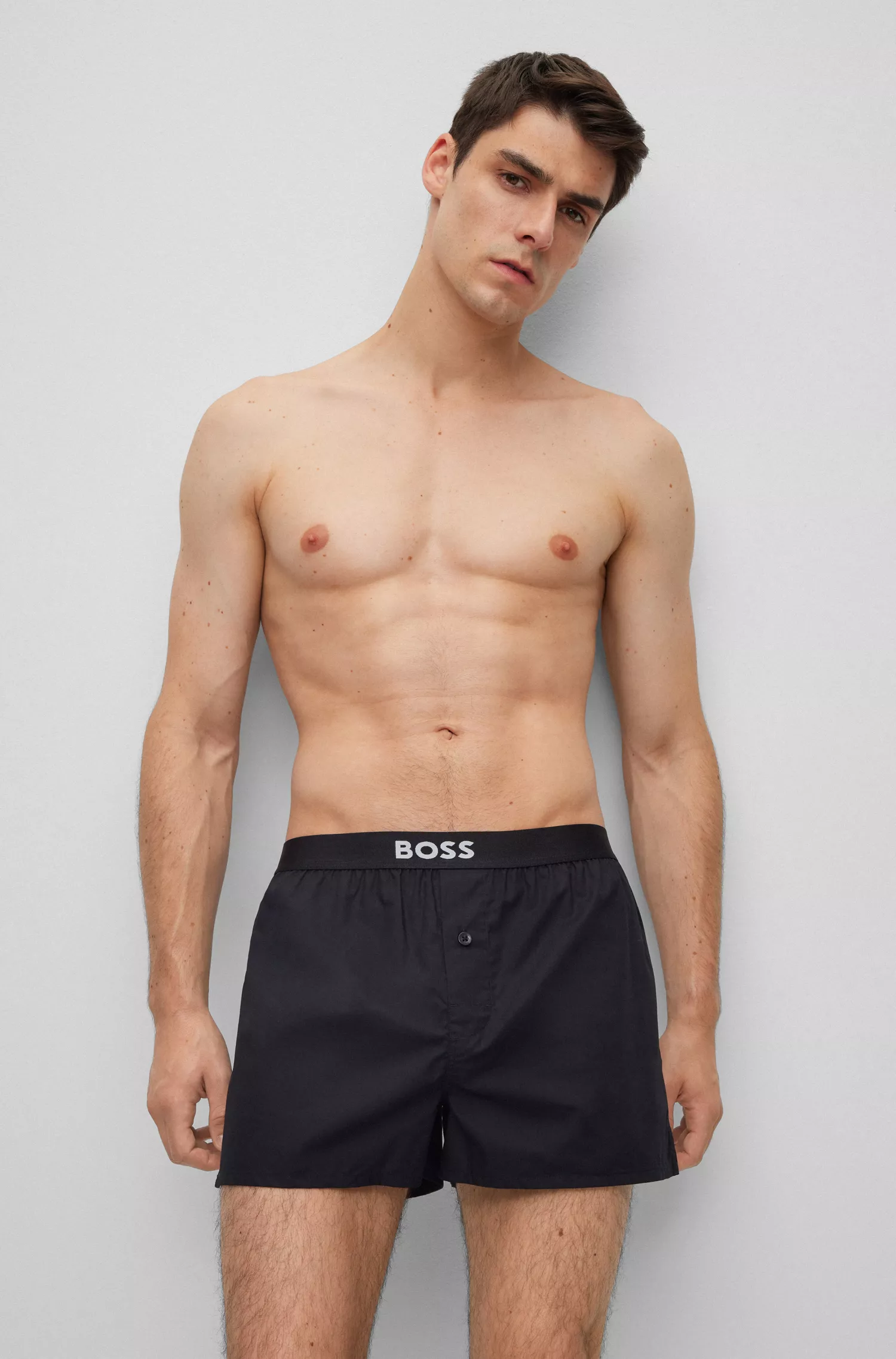 BOSS Preto - Pacote com dois shorts de pijama de algodão com cós com logo.