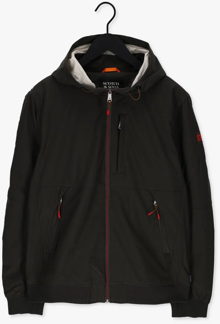 SCOTCH & SODA groene scotch & soda jack classic hooded short soft-shell nylon jacket