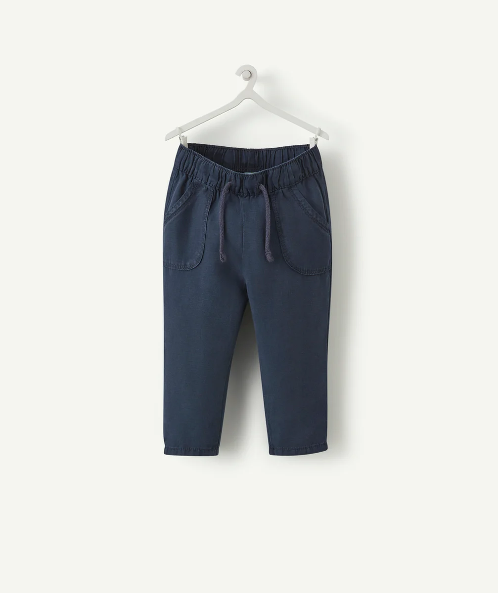 PANTALON FLUIDE BÉBÉ GARÇON BLEU MARINE AVEC POCHES