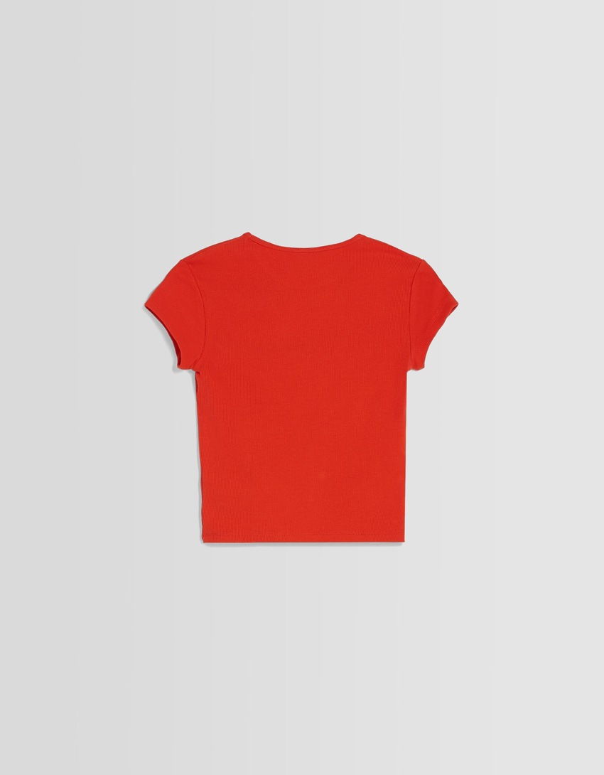 Camiseta canelada de manga curta