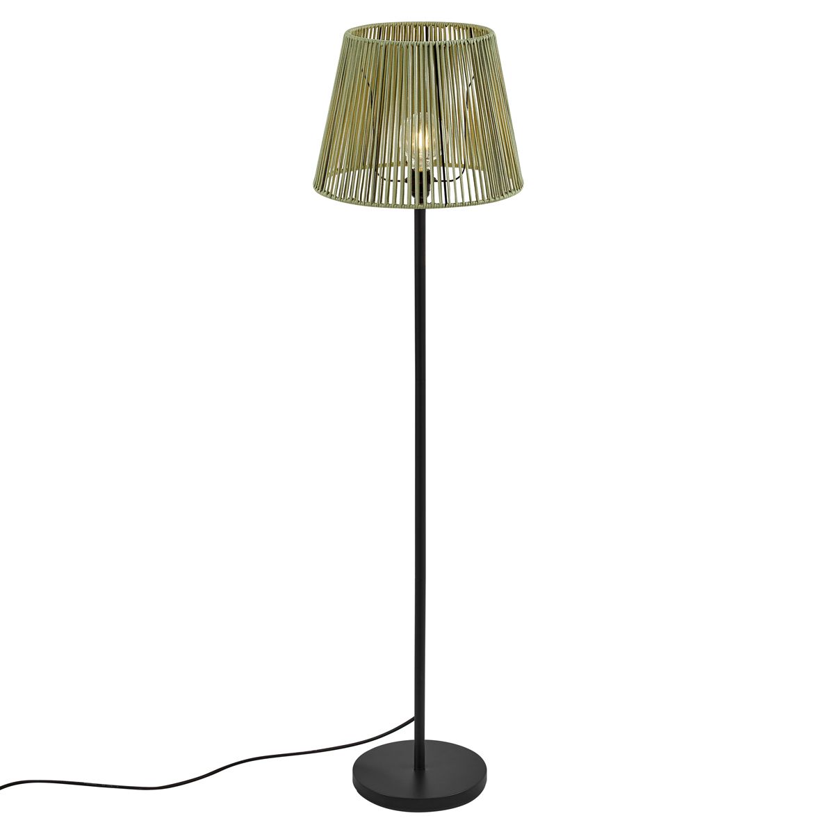 Buiten vloerlamp zwart met kap groen touw IP44 - Virginia Jayla