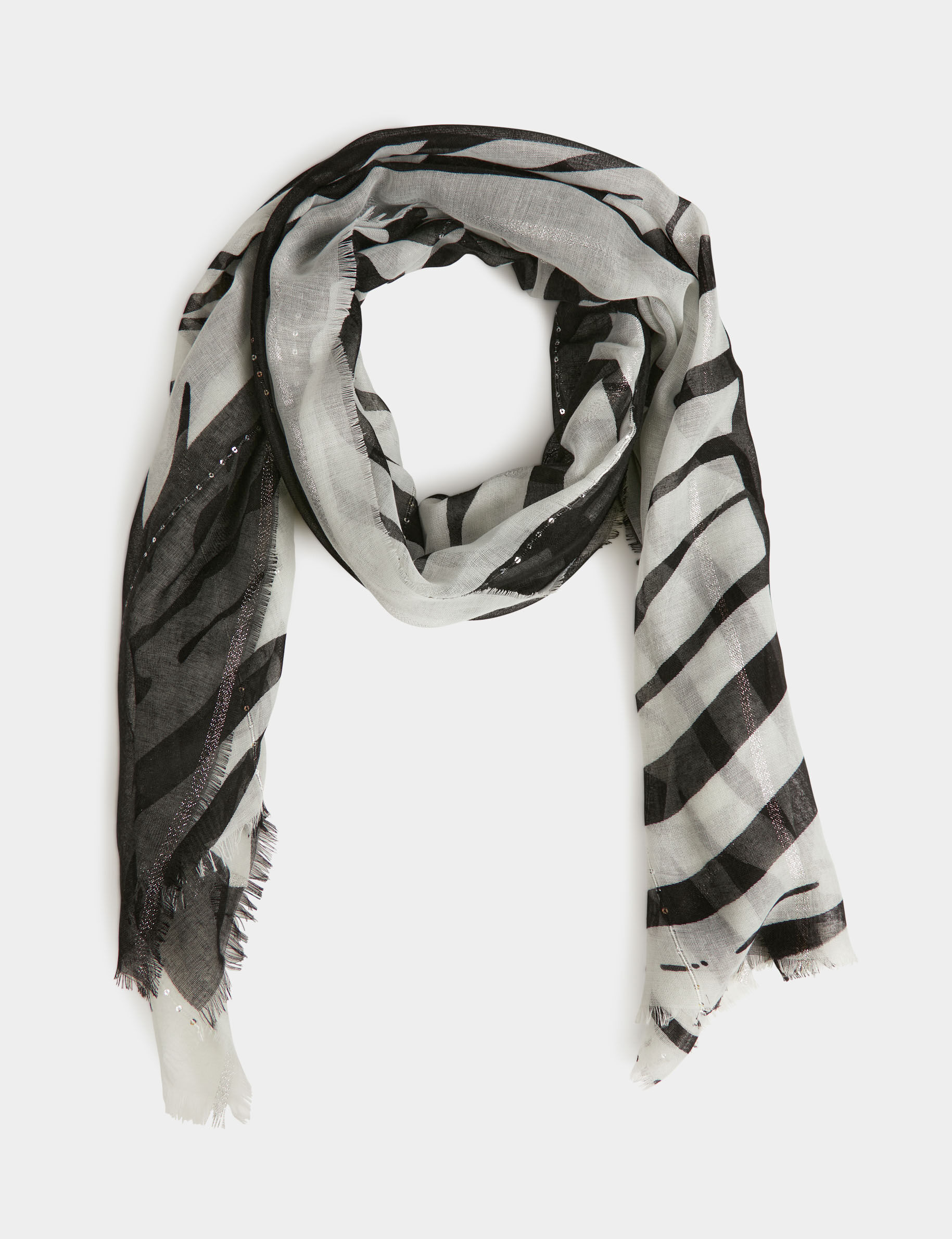 Foulard imprimé zèbre blanc femme - blanc