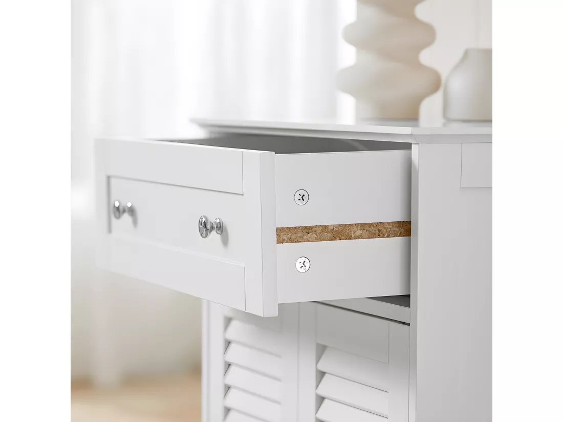 Meuble Bas de Salle de Bain Armoire Toilette Buffet Commode – Blanc, FRG238-W