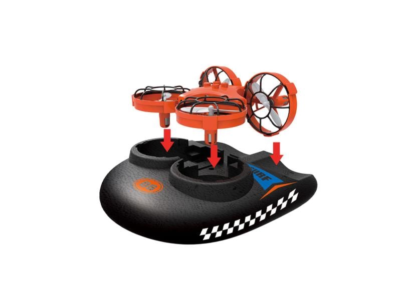 Amewi Trix 3-in-1 Hovercraft Drone Orange Drohne und Luftkissenfahrzeug in einem
