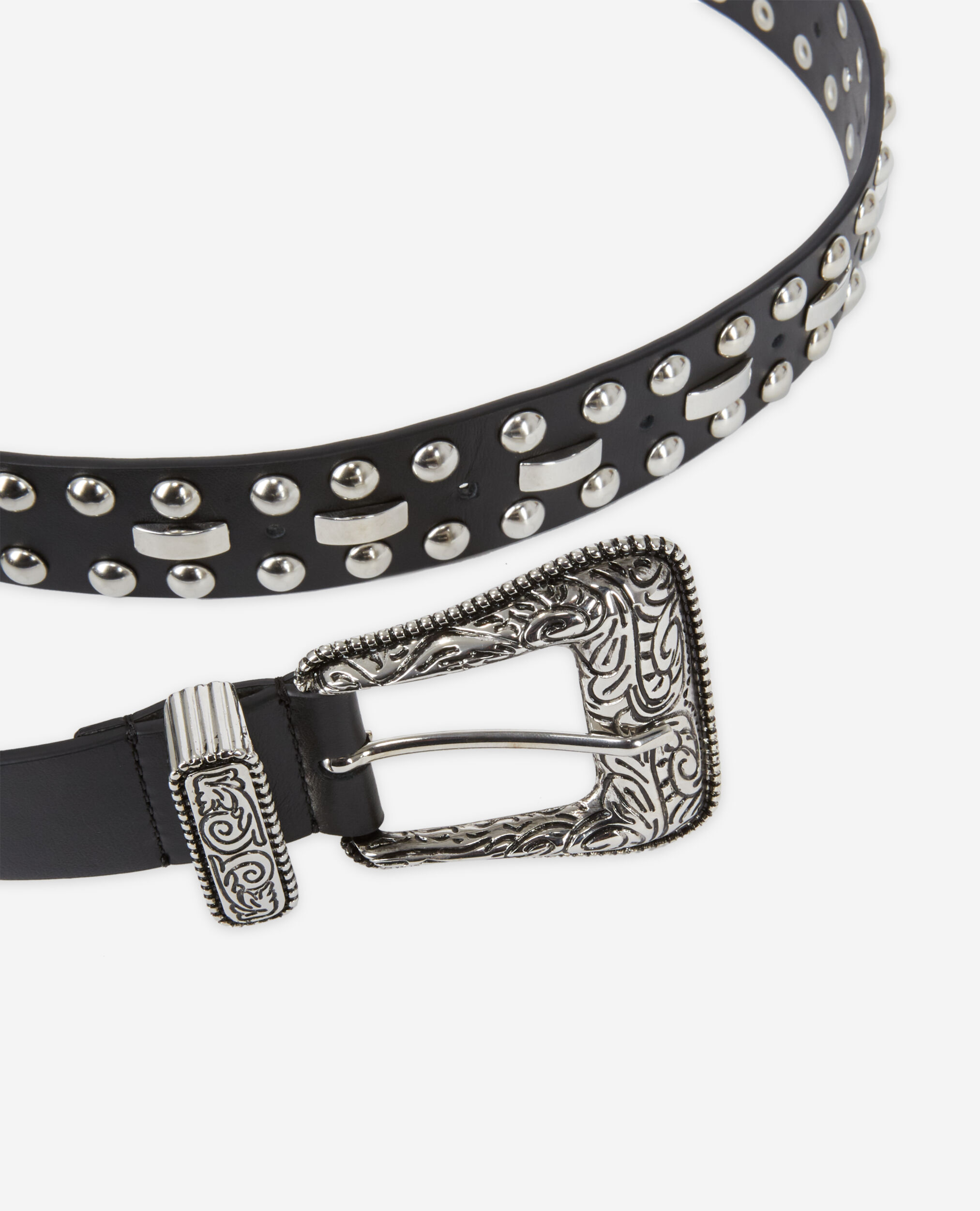 Ceinture en cuir à studs noire